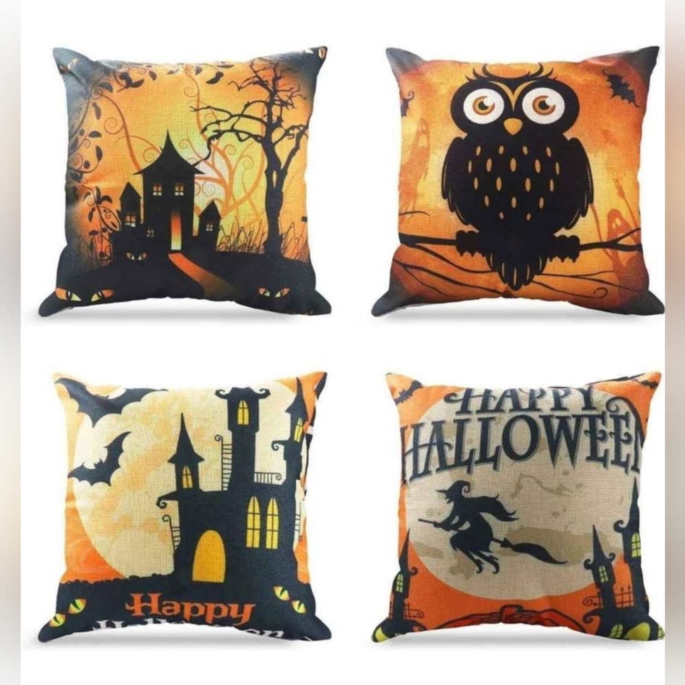 Halloween Decoration Set of 4 18" X 18" Pillowcases 🎃